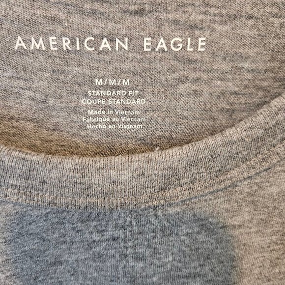 Men's American Eagle Gray Long Sleeve Tee M with Compass Logo - Picture 2 of 10